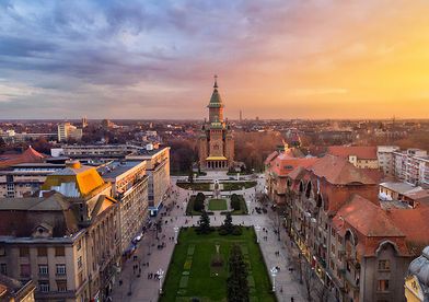 The skyline of the city of Timișoara.