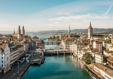 The skyline of the city of Zurich.