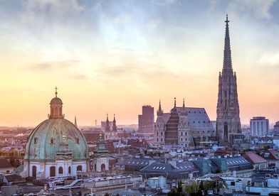 Die Skyline der Stadt Wien.