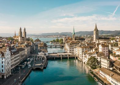 Die Skyline der Stadt Zürich.